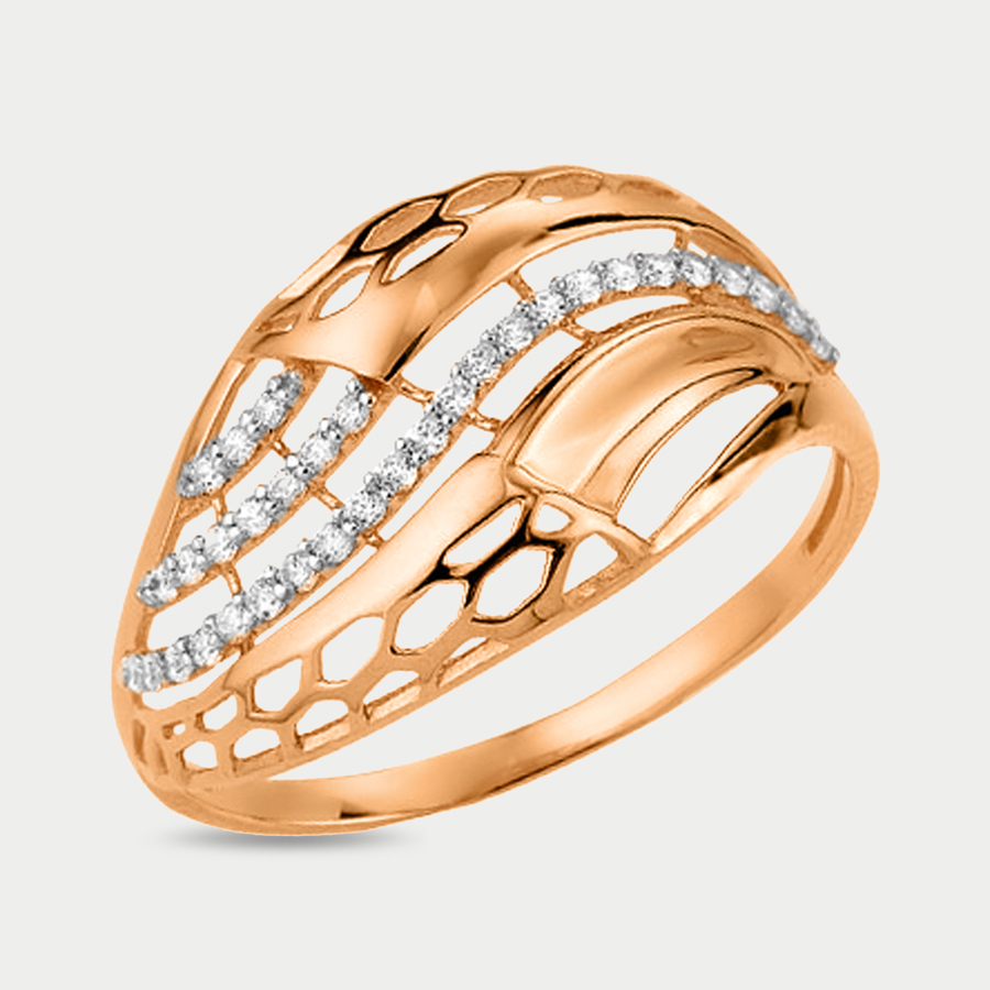 Кольцо из розового золота р. 17,5 Сорокин 80059000, фианит