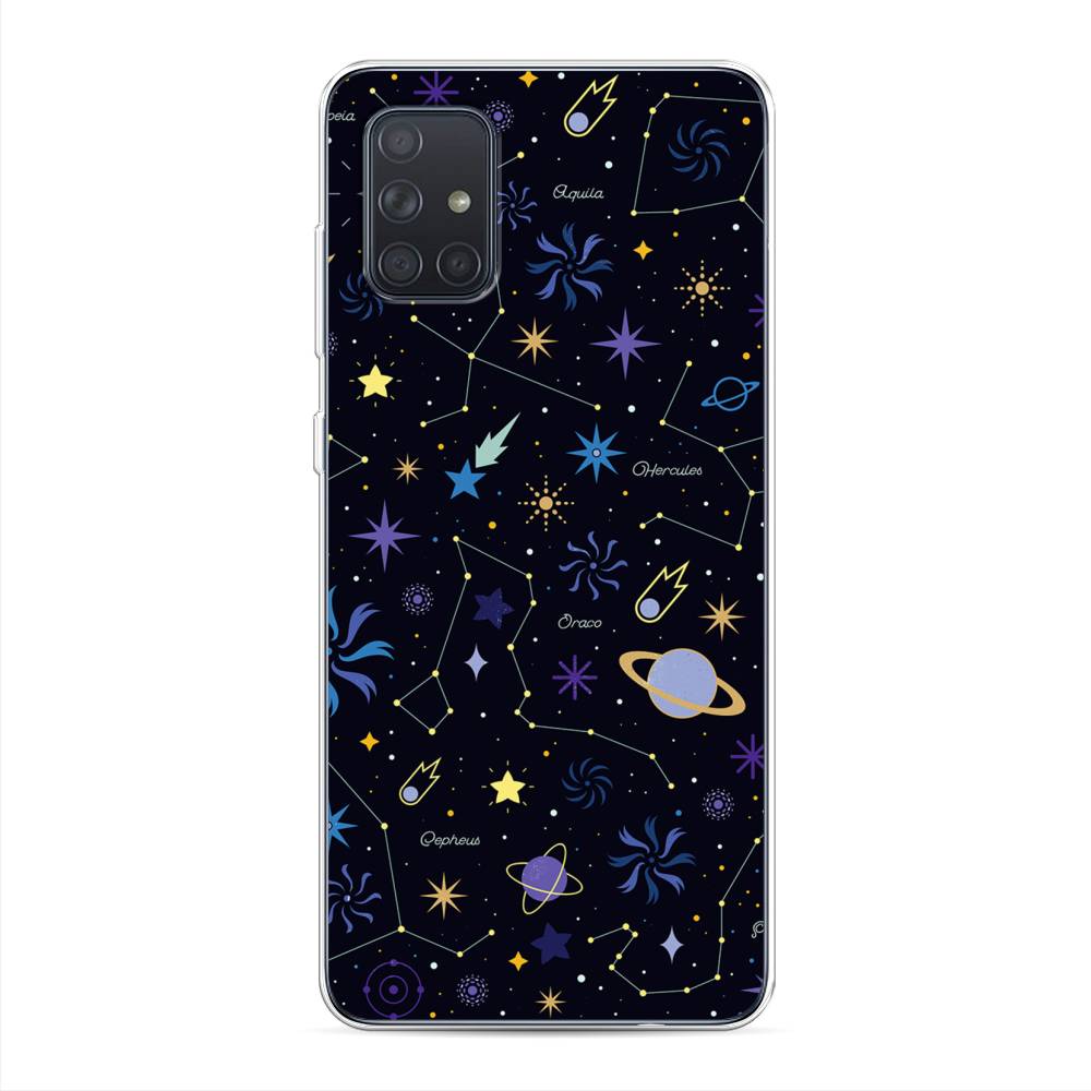 

Чехол на Samsung Galaxy A71 4G "Цветной космос", Желтый, 29050-2