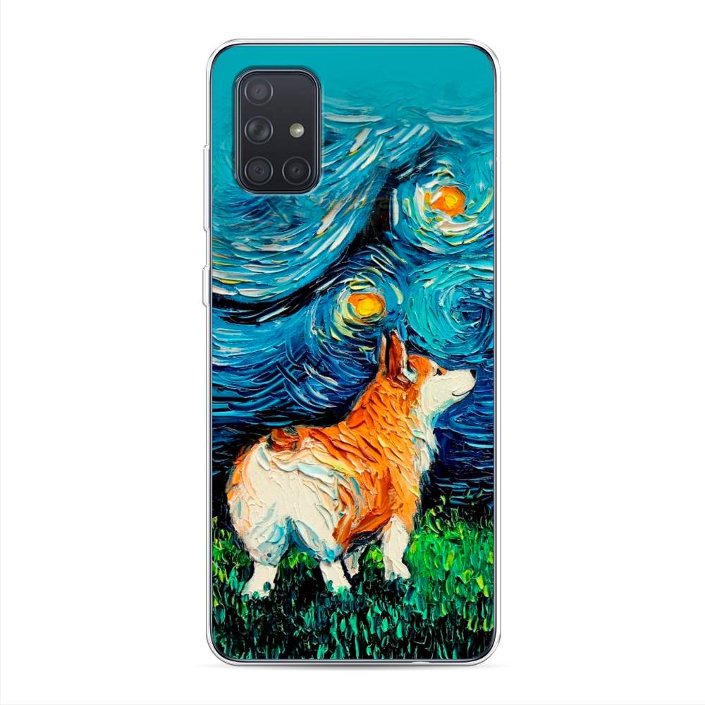 

Чехол на Samsung Galaxy A71 4G "Корги звёздная ночь", Коричневый;белый;зеленый, 29050-1