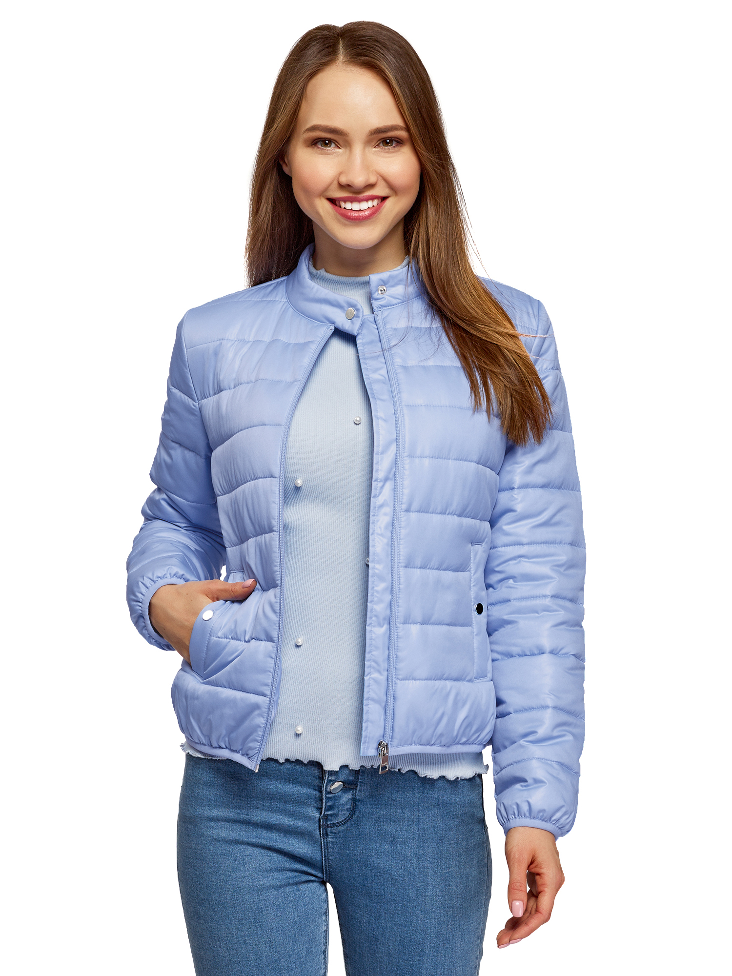 Куртка женская oodji 10203060B голубая 40/170