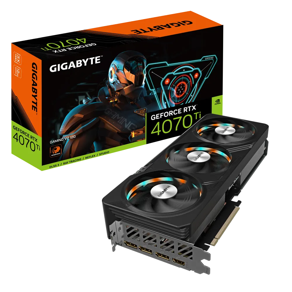 

Видеокарта GIGABYTE NVIDIA GeForce RTX 4070 Ti GAMING V2 (GV-N407TGAMINGV2-12GD), Черный, GeForce RTX 4070 Ti GAMING V2