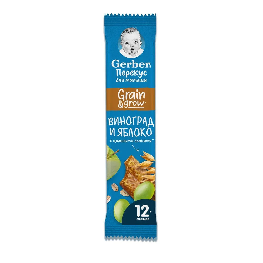 

Батончик Gerber злаковый, с яблоком и виноградом, с 12 месяцев, 20x25 г