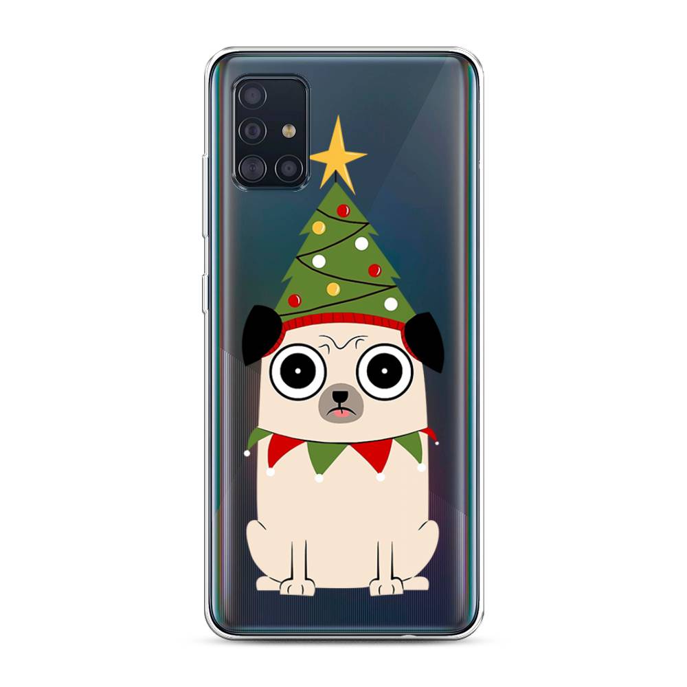 

Чехол для Samsung Galaxy A51 "Собачка с ёлочкой", Бежевый;красный;зеленый, 28950-1