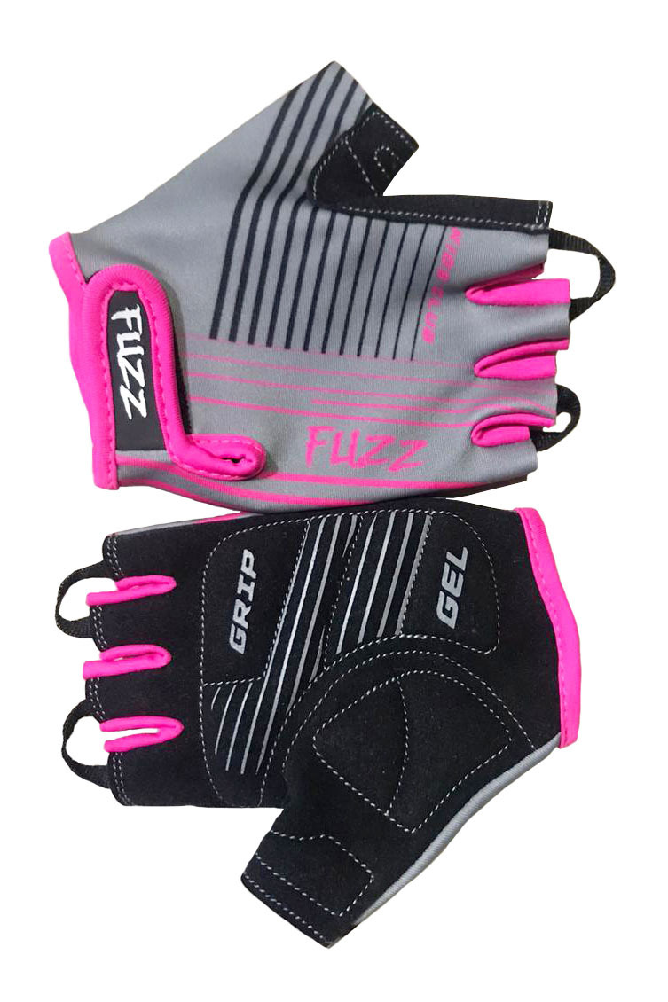 Перчатки велосипедные детские лайкра RACE LINE серо-неоновый розовый, размер 10/XL,(для 8-