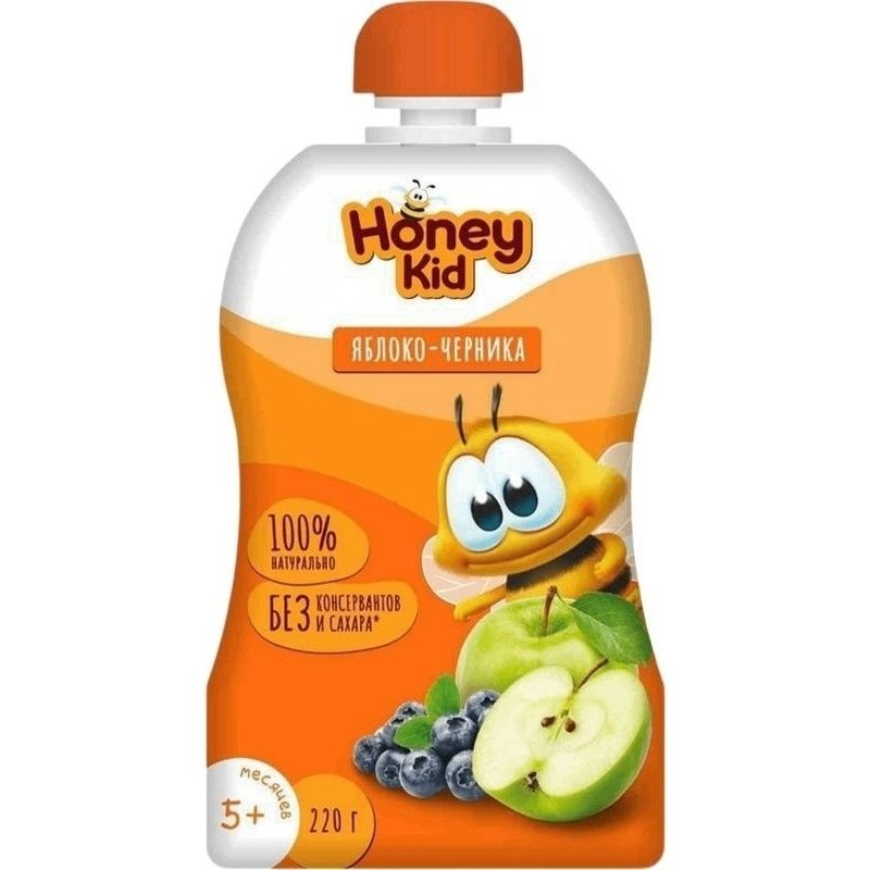 Пюре Honey Kid яблоко-черника с 5 месяцев 180 г