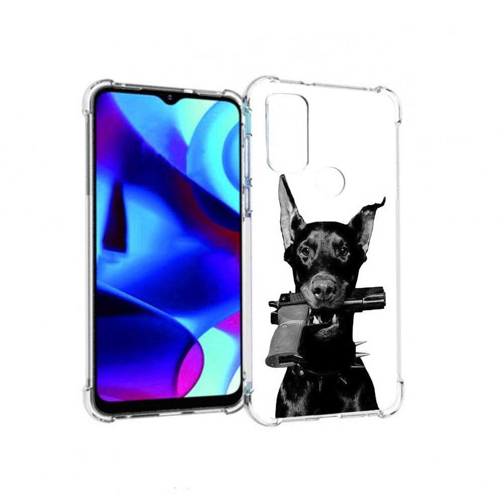 

Чехол MyPads Tocco для Motorola Moto G доберман с пистолетом (PT227075.349.331), Прозрачный, Tocco