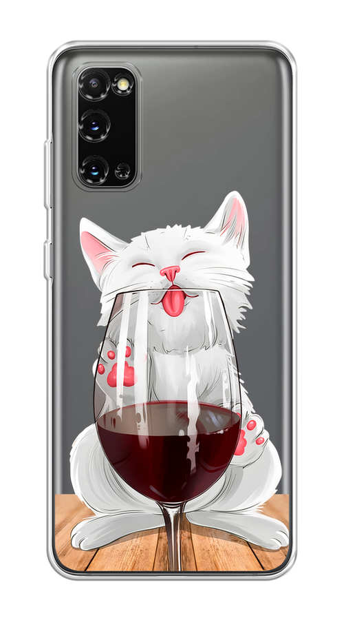 

Чехол на Samsung Galaxy S20 "Кот с бокалом", Прозрачный;белый;красный, 29250-1