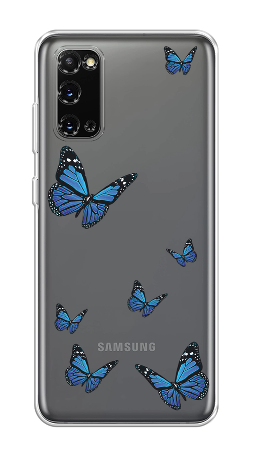 

Чехол на Samsung Galaxy S20 "Blue butterflies", Синий;черный, 29250-1