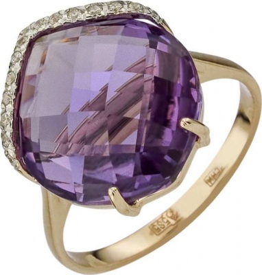 

Кольцо из золота р. 17,5 ALORIS Кольцо 1519АКц, фианит\аметист, Кольцо 1519АКц