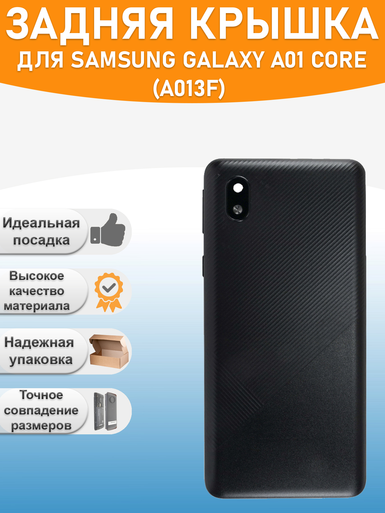 Задняя крышка для Samsung A013F (A01 Core) Черный