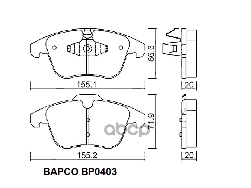 

Тормозные колодки BAPCO передние дисковые BP0403