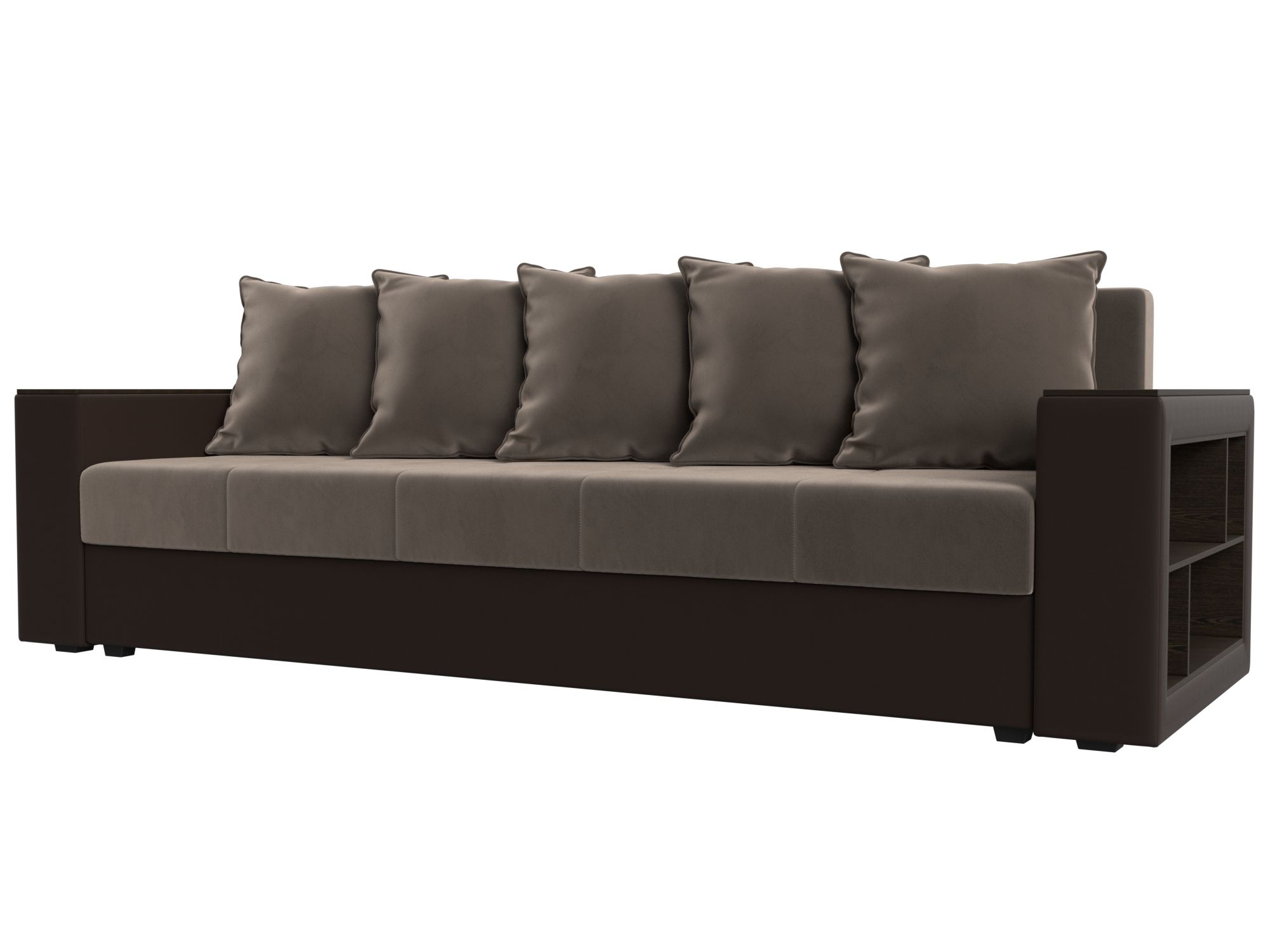 

Диван прямой Лига Диванов Дубай Лайт полки справа 234х77х85 см, коричневый\коричневый, Дубай Лайт