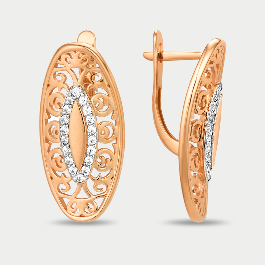 

Серьги из розового золота Династия 002042-1102, фианит, 002042-1102