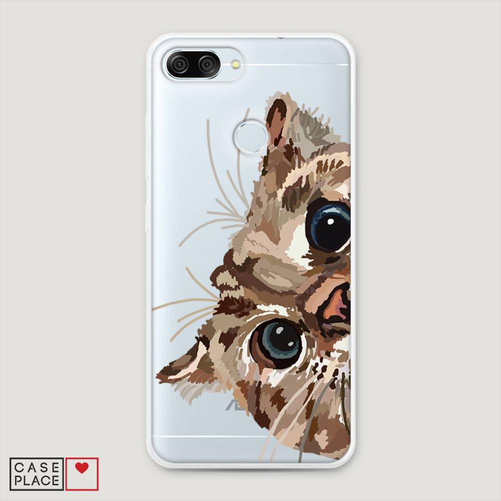 

Чехол на ASUS ZenFone Max Plus M1 ZB570TL "Любопытный кот", Коричневый;синий;черный, 43050-1