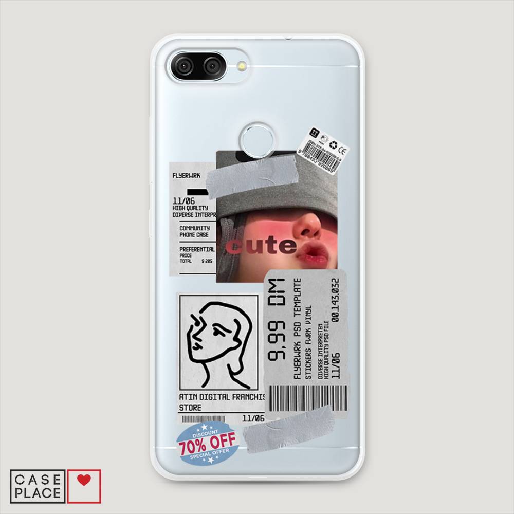 

Чехол на ASUS ZenFone Max Plus M1 ZB570TL "Cute girl collage", Розовый;серый;голубой, 43050-6