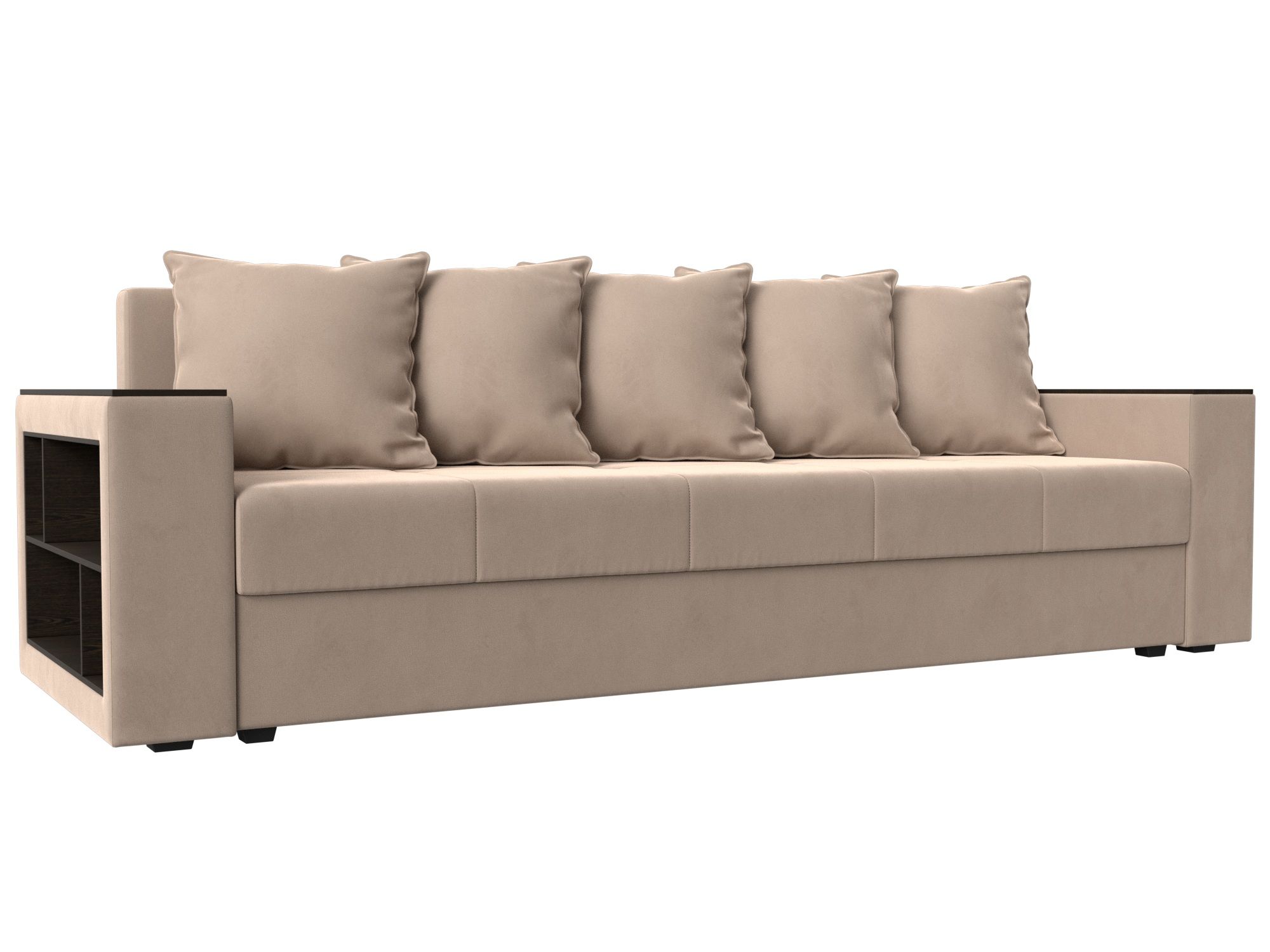 

Диван прямой Лига Диванов Дубай Лайт полки слева 234х77х85 см, бежевый, Дубай Лайт