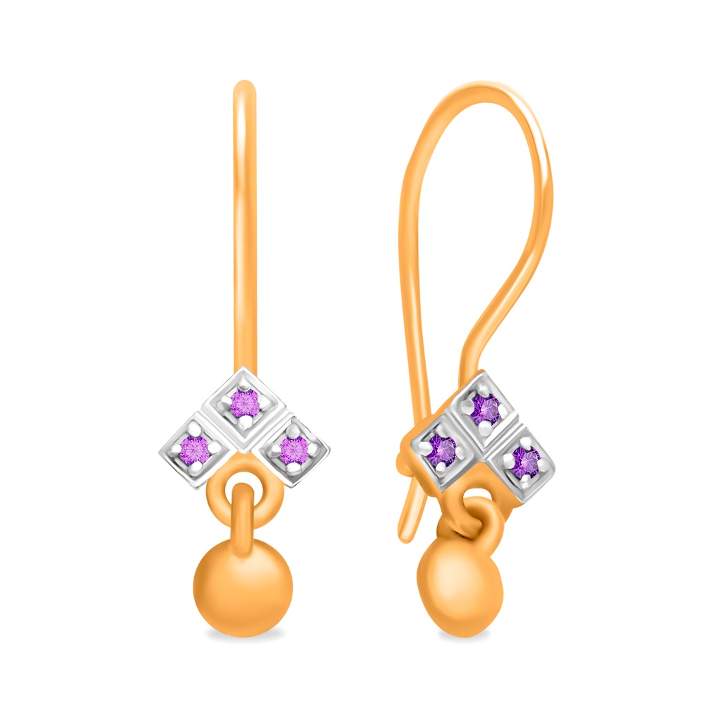 

Серьги подвески из красного золота 585Gold 602001346, фианит, 602001346