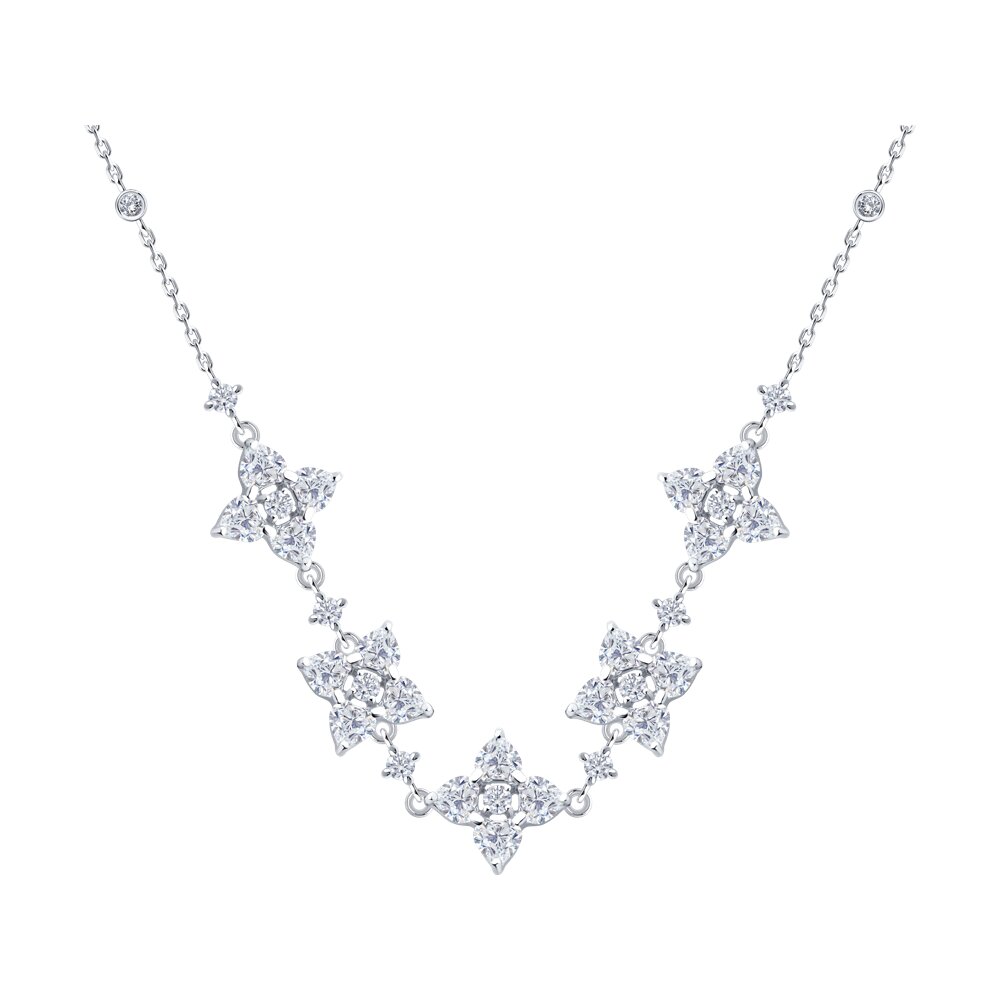 

Колье из серебра 38-42 см SOKOLOV 94071204, фианит, 94071204