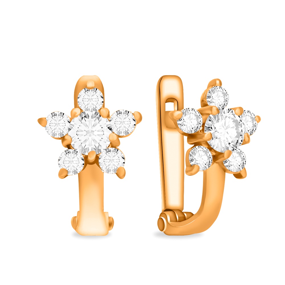 

Серьги из красного золота 585Gold 602001314, фианит, 602001314