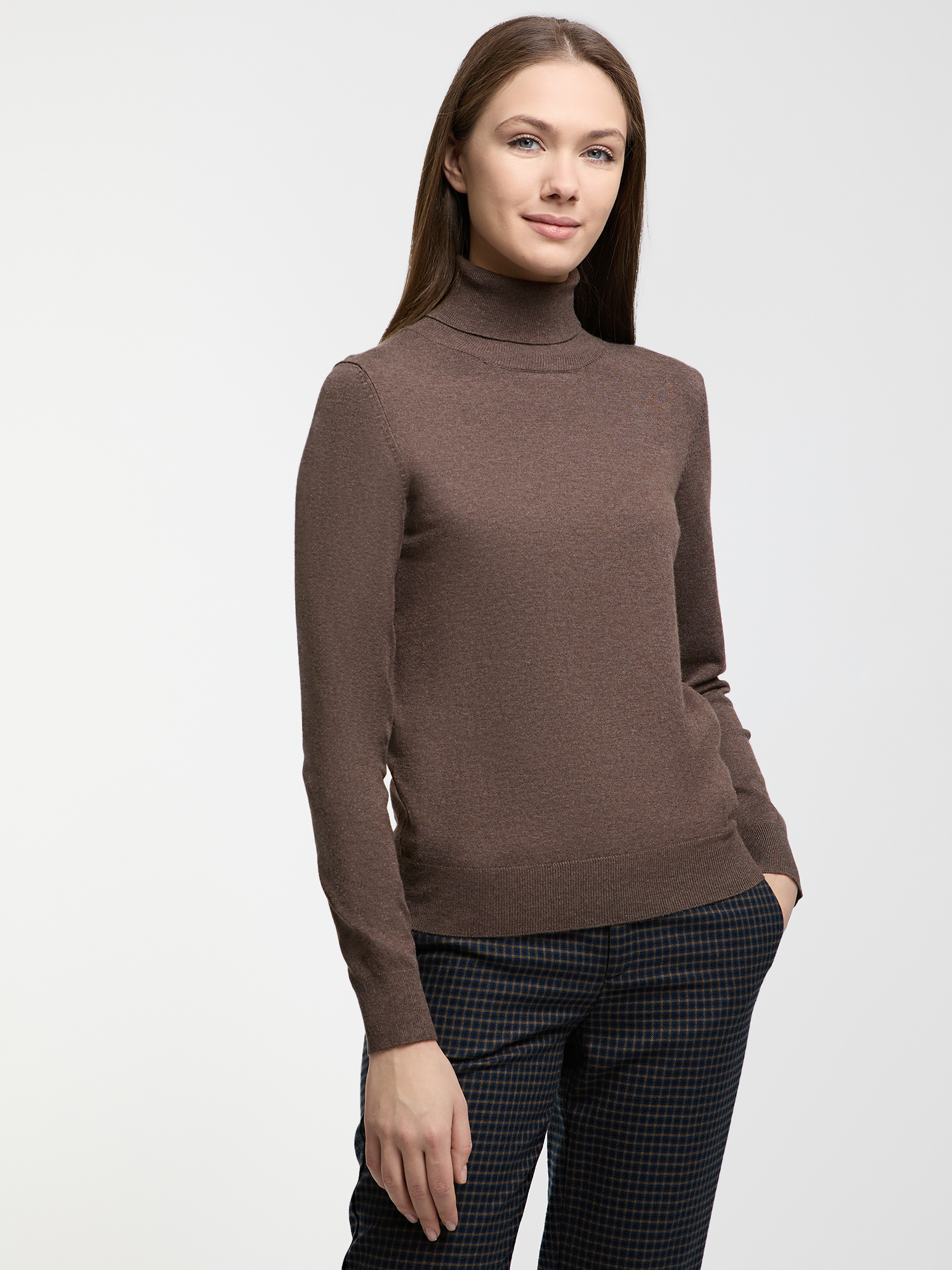 

Водолазка женская oodji 74412005-5B коричневая S, 74412005-5B