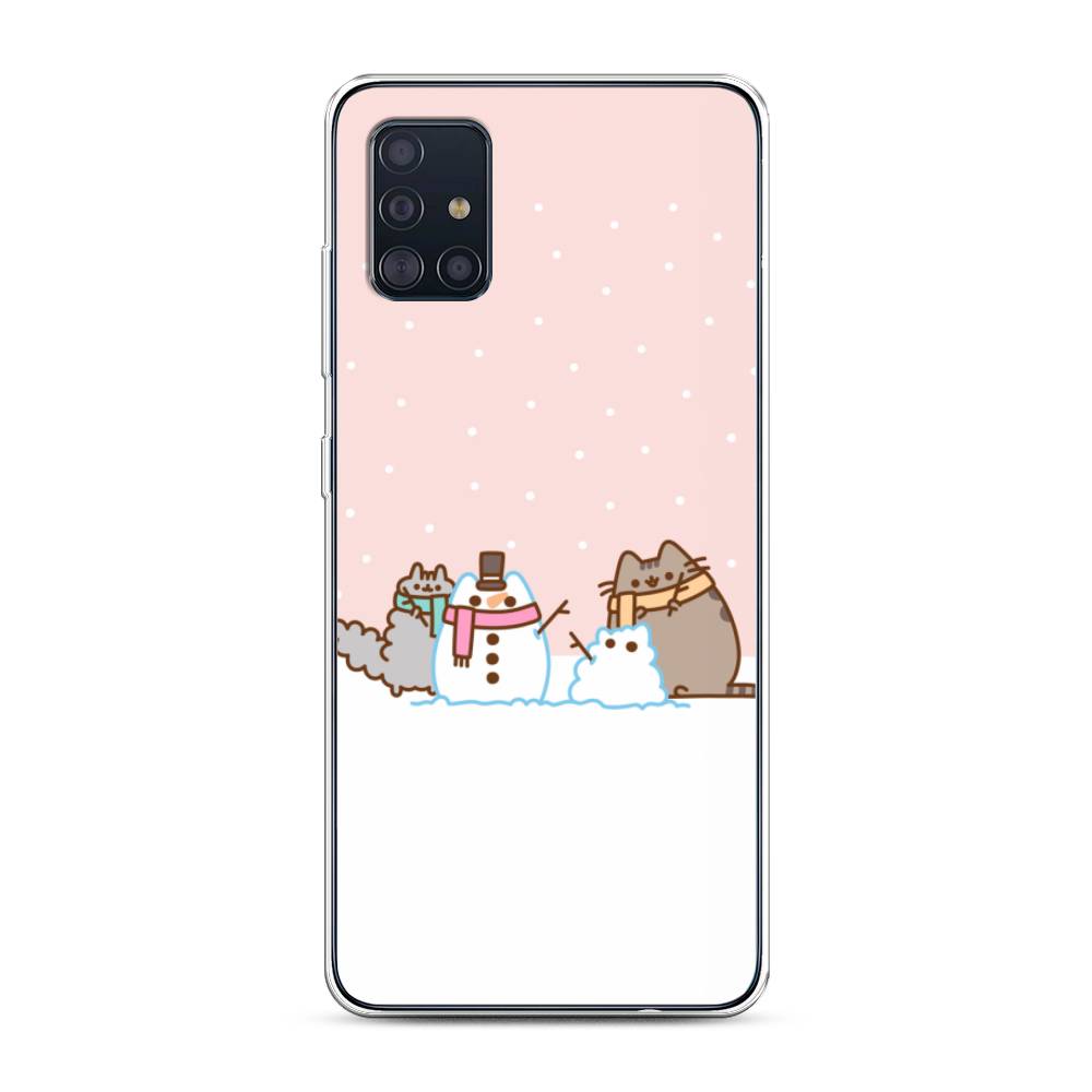 

Чехол для Samsung Galaxy A51 "Котики в снегу", Розовый;белый;серый, 28950-5