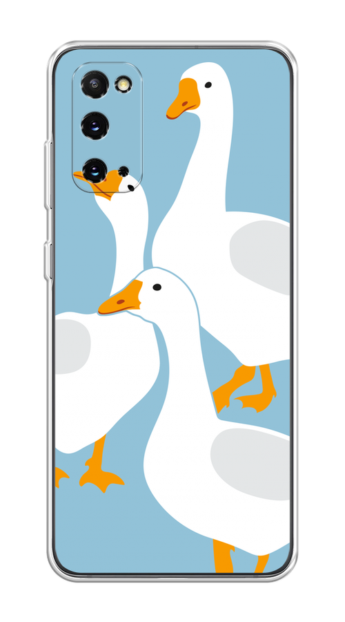 

Чехол на Samsung Galaxy S20 "Гусиное трио", Голубой;белый;серый;желтый, 29250-1