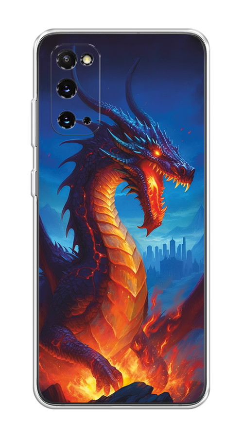

Чехол на Samsung Galaxy S20 "Дракон над лавой", Оранжевый;коричневый;синий, 29250-1