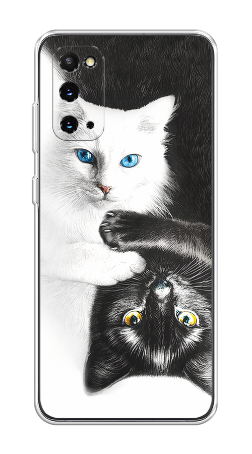 

Чехол на Samsung Galaxy S20 "Коты Инь-Янь", Черный;белый;голубой, 29250-1
