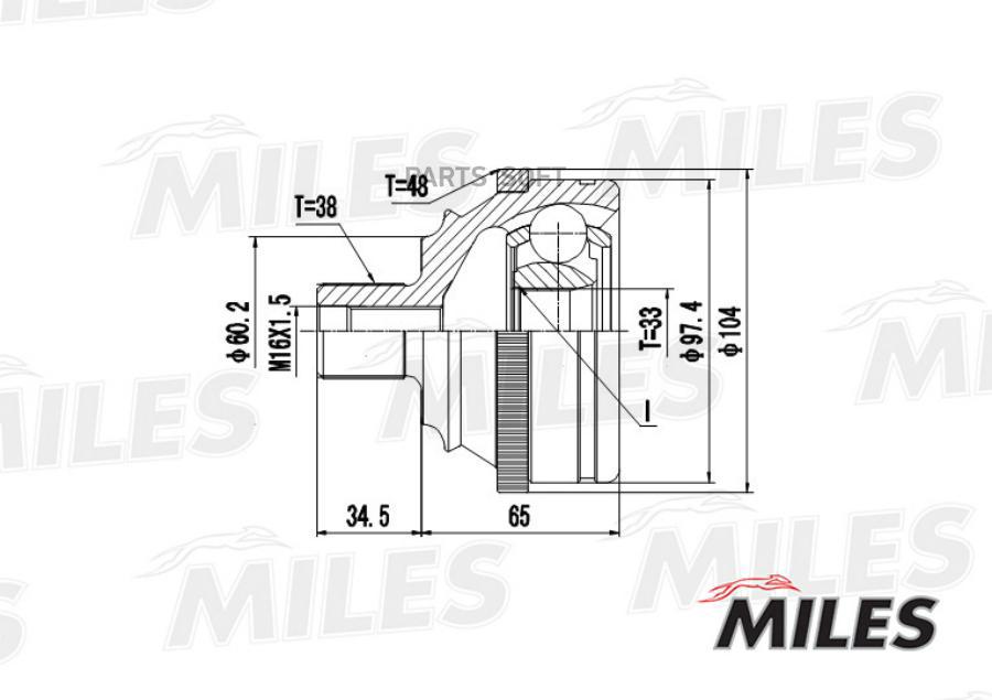 

Шрус vw transporter iv 1.8-2.5 90-03 нар. +abs