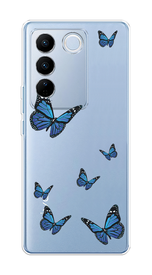 

Чехол на Vivo V27/V27 Pro "Blue butterflies", Синий;черный, 268450-1