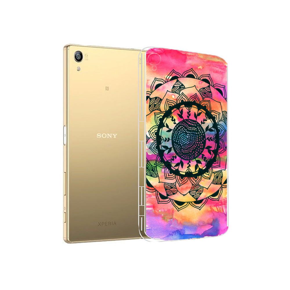 

Чехол MyPads Tocco для Sony Xperia Z5 Premium яркая абстракция круглый цветок, Прозрачный, Tocco