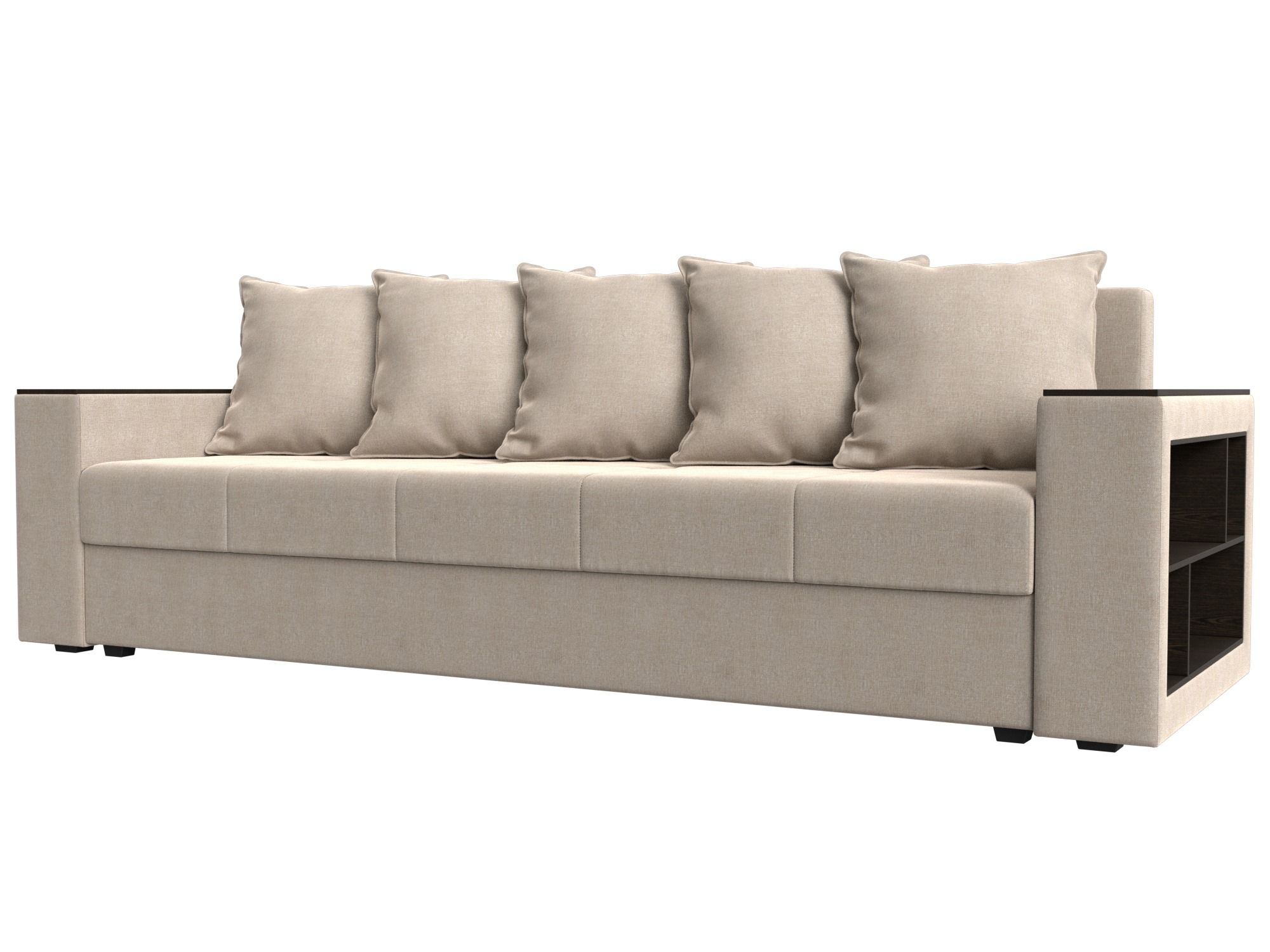 

Диван прямой Лига Диванов Дубай Лайт полки справа 234х77х85 см, бежевый, Дубай Лайт