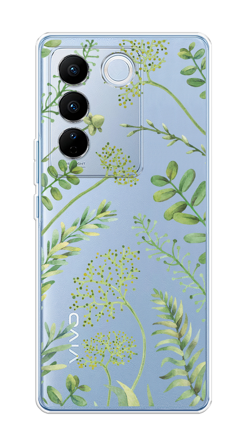 

Чехол на Vivo V27/V27 Pro "Green Leaves", Зеленый;прозрачный, 268450-1