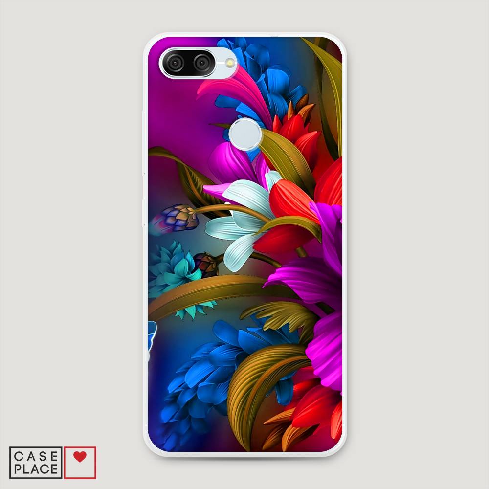 

Чехол на ASUS ZenFone Max Plus M1 ZB570TL "Фантастические цветы", Фиолетовый;красный;синий, 43050-2