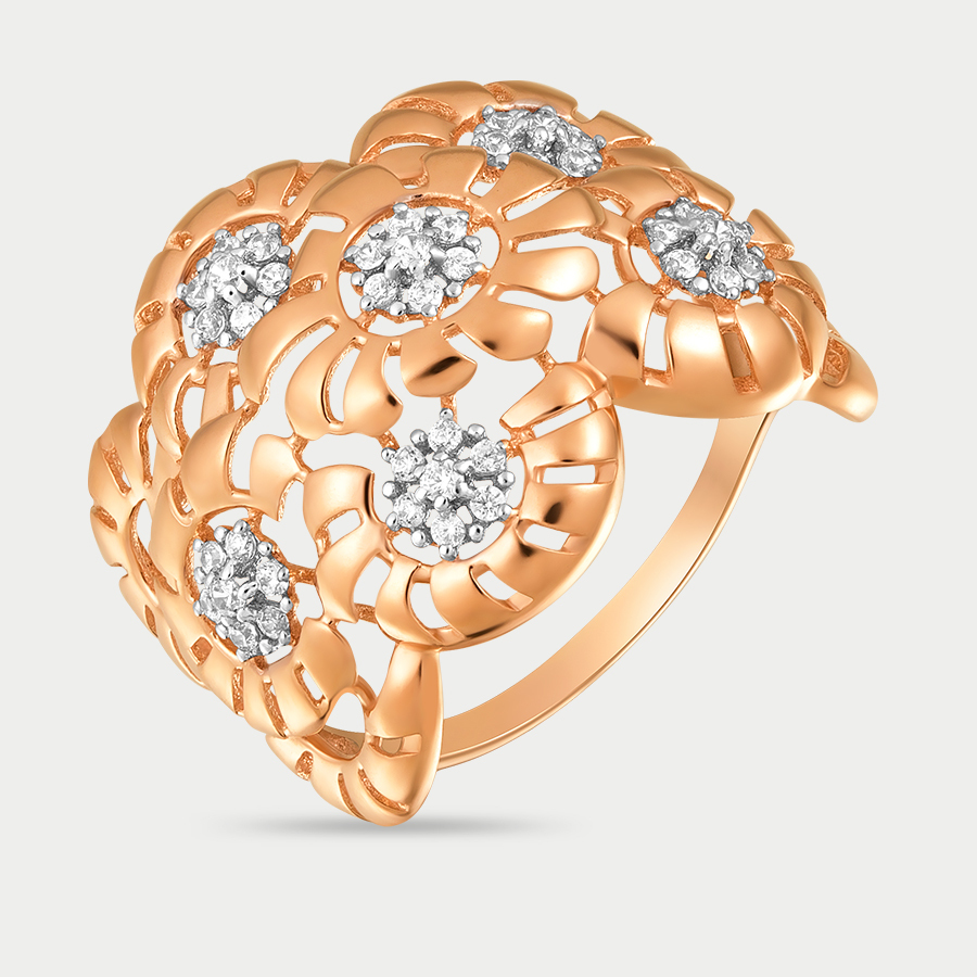 Кольцо из розового золота р. 17,5 Сорокин 70111300, фианит