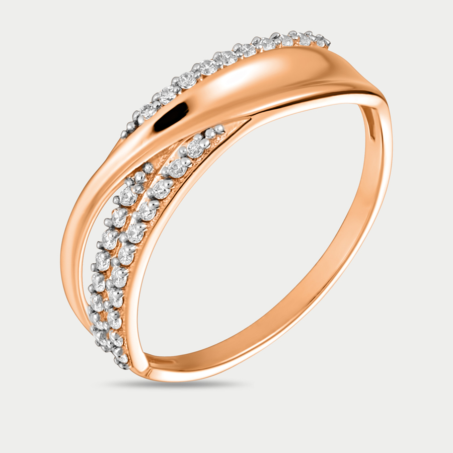 Кольцо из розового золота р. 17,5 Сорокин 70087200, фианит
