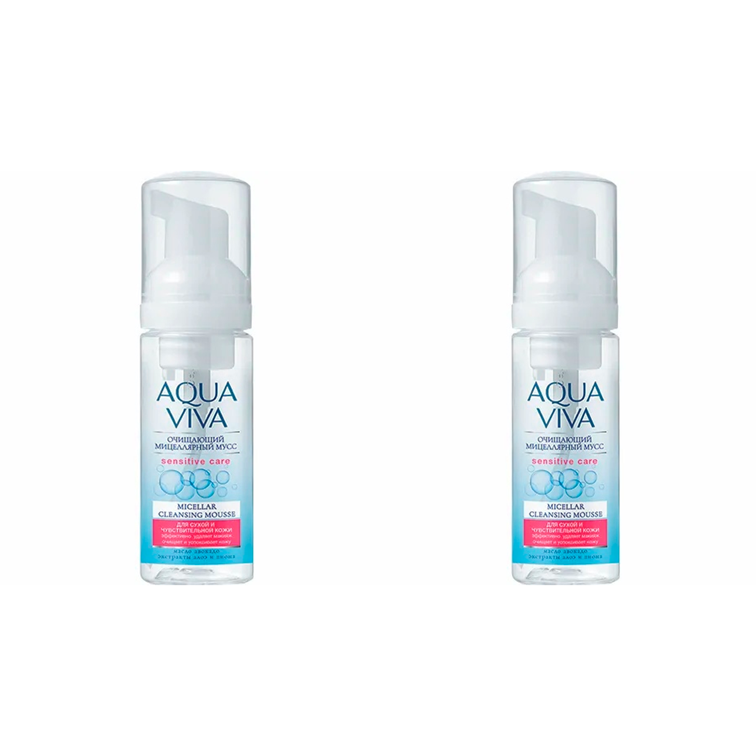 Мицеллярный мусс Romax очищающий для всех типов кожи Aqua Viva, 150 мл х 2 шт.