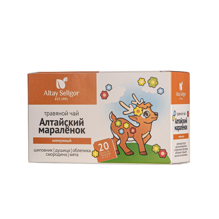 Детский травяной чай Altay Seligor Алтайский мараленок иммунный 20 фильтр пакетов по 1,5 г