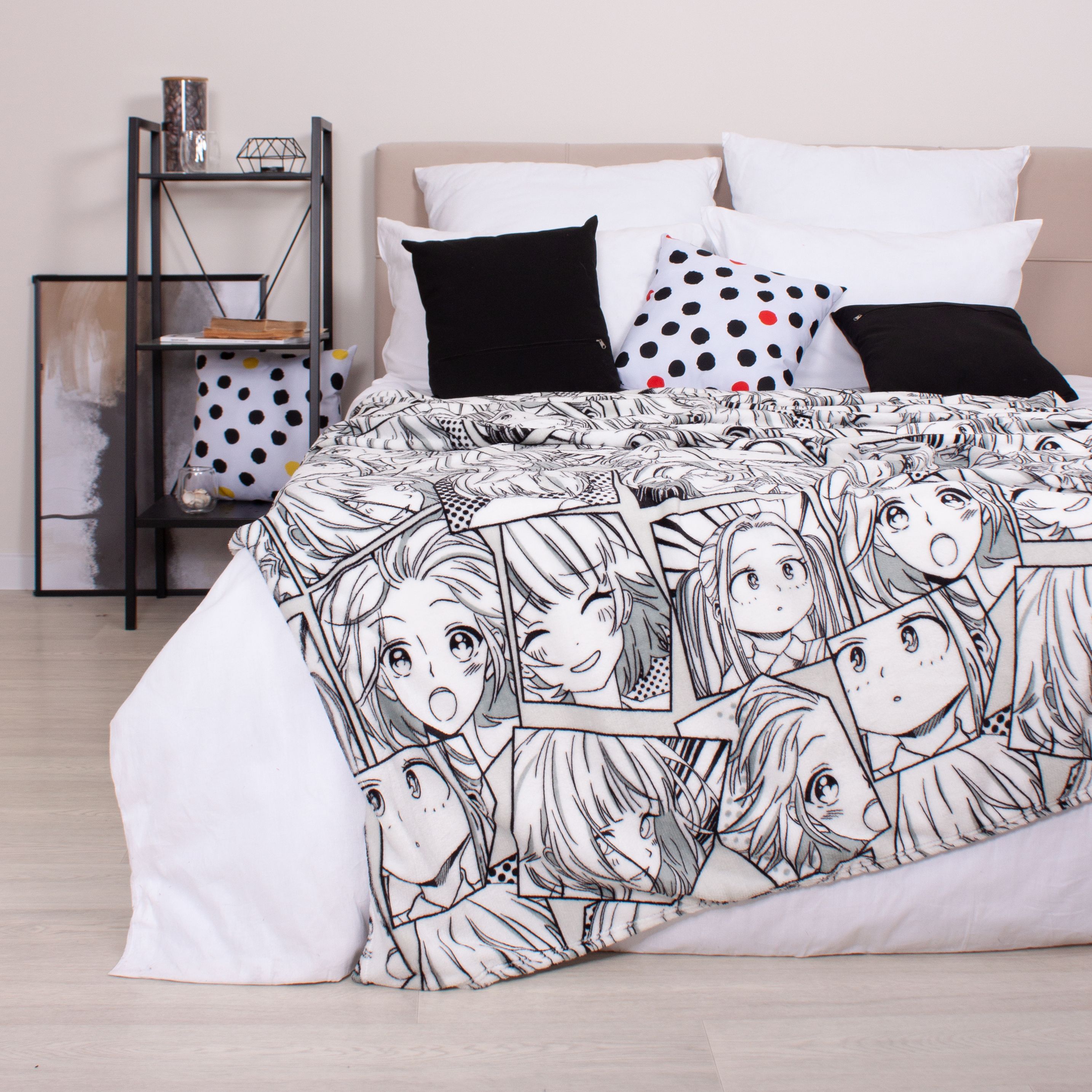 Плед микрофибра Casa Conforte Anime girls черно-белый 180х200