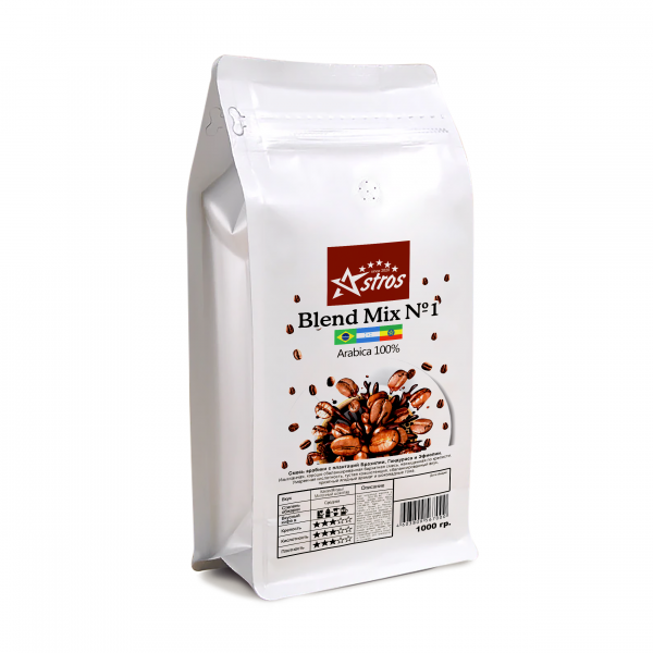 

Кофе в зернах Astros Blend Mix №1 100% арабика 1 кг, Blend Mix №1 100% арабика 1 кг