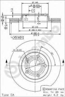 

Тормозной диск brembo комплект 1 шт. 09719611