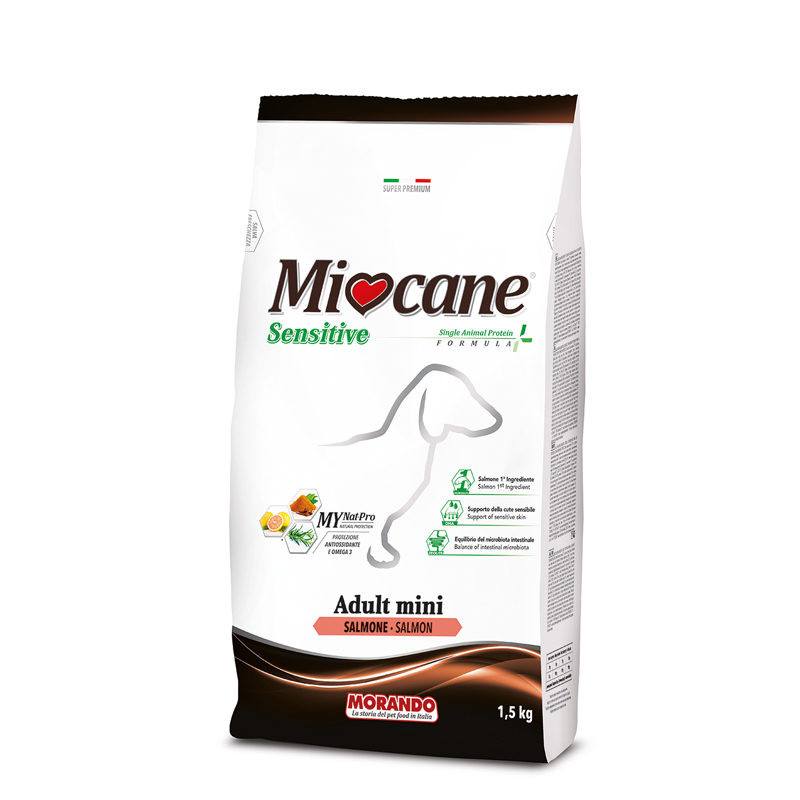 Сухой корм для собак Miocane Adult Mini Sensitive, для мелких пород, лосось, 1,5 кг