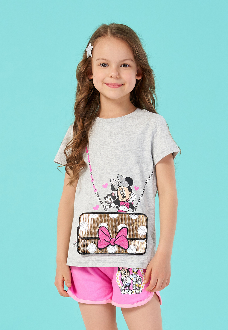 фото Футболка детская minnie mouse ss21d29001244 светло-серый р.122