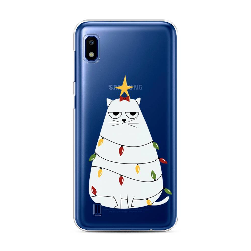 

Чехол на Samsung Galaxy A10 "Котик в гирлянде", Белый;красный;желтый, 27950-1