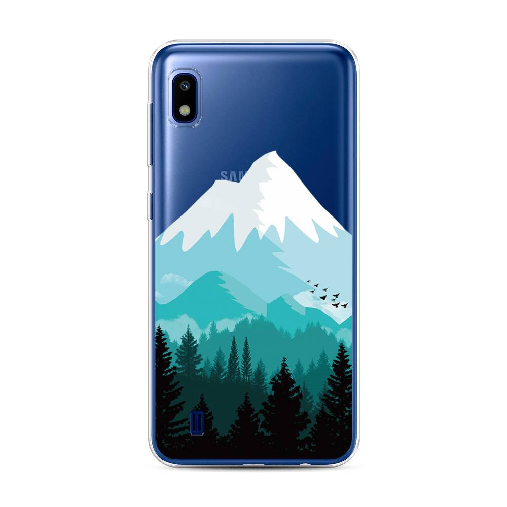 

Чехол на Samsung Galaxy A10 "Синяя снежная гора", Белый;голубой, 27950-2