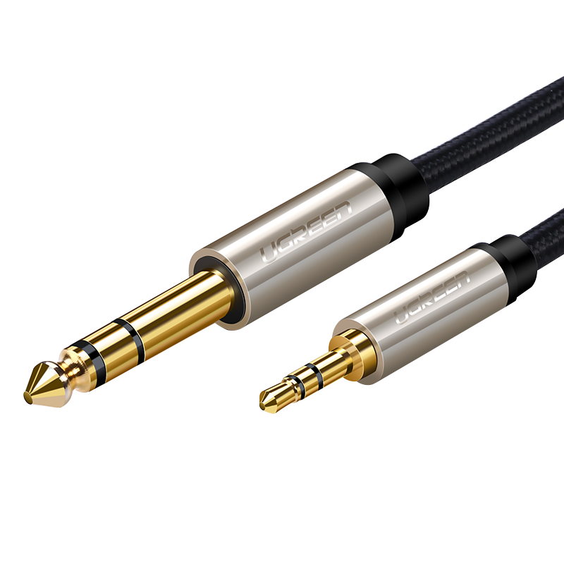 фото Кабель ugreen av127 (40808) 3.5mm to 6.35mm trs stereo audio cable. длина 10 м. черный