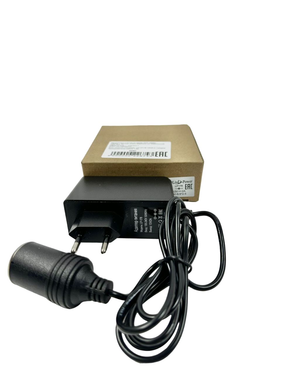 Блок питания Live-Power LP-178, 12 В/2 А, с гнездом прикуривателя, кабель 1.3 м