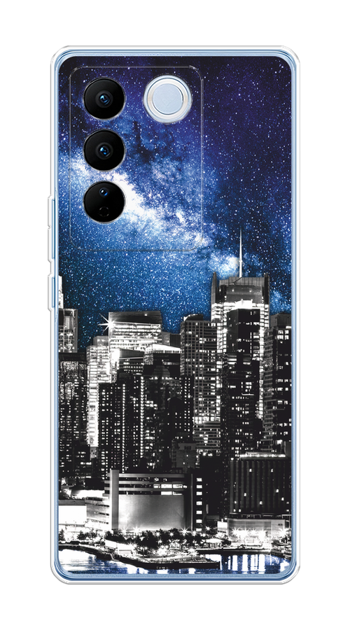 

Чехол на Vivo V27/V27 Pro "Космический Нью-Йорк", Синий;серый, 268450-1