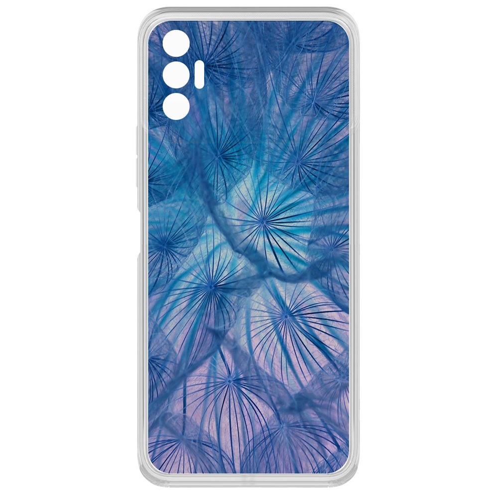 фото Чехол-накладка krutoff clear case синий одуванчик для tecno spark 8p