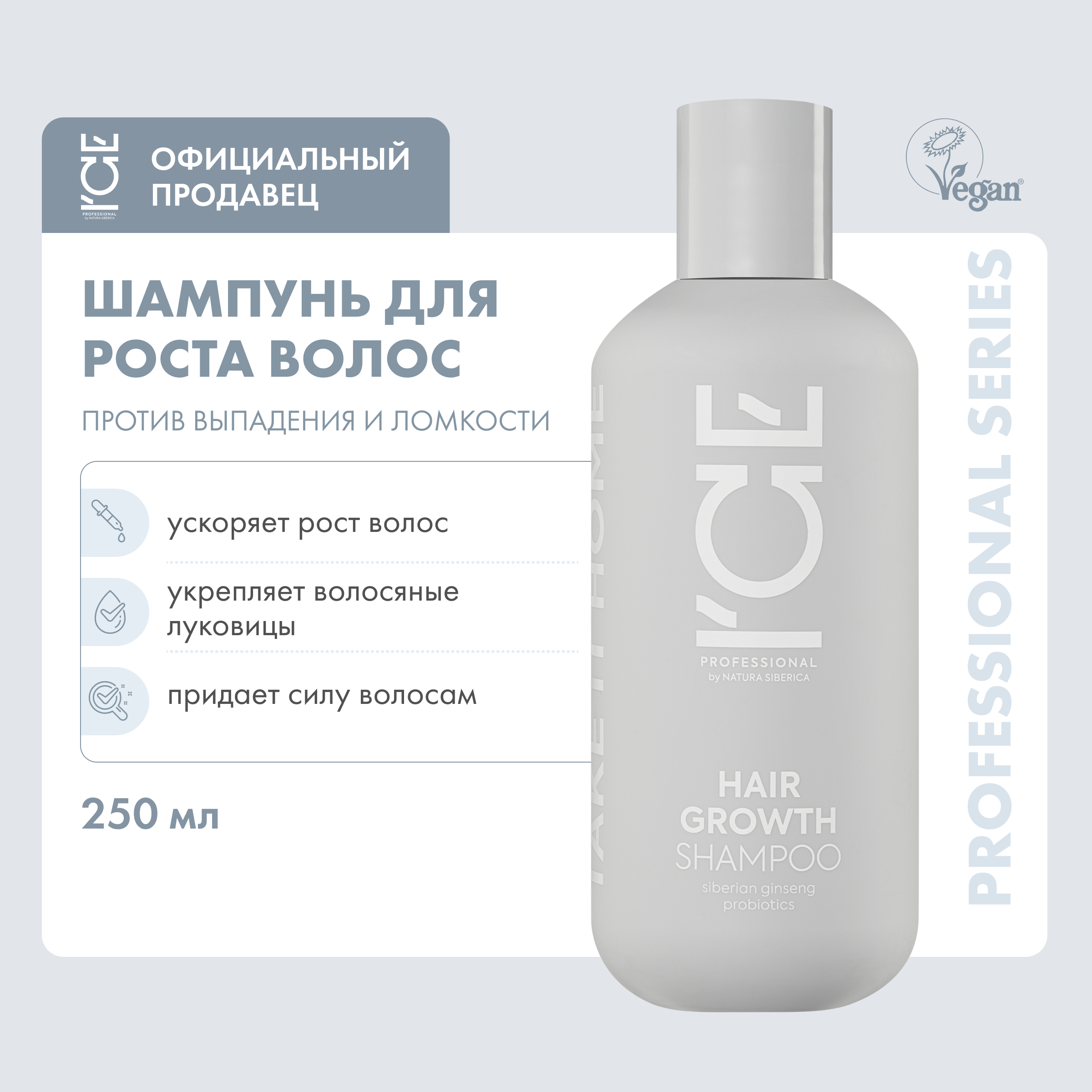 Шампунь Ice Professional by Natura Siberica стимулирующий рост волос, 250 мл